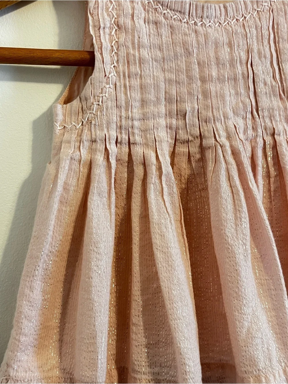 Baby Gap Pink Shimmer Tunic Tank Girls 18-24 Metallic Pleated Party Lined